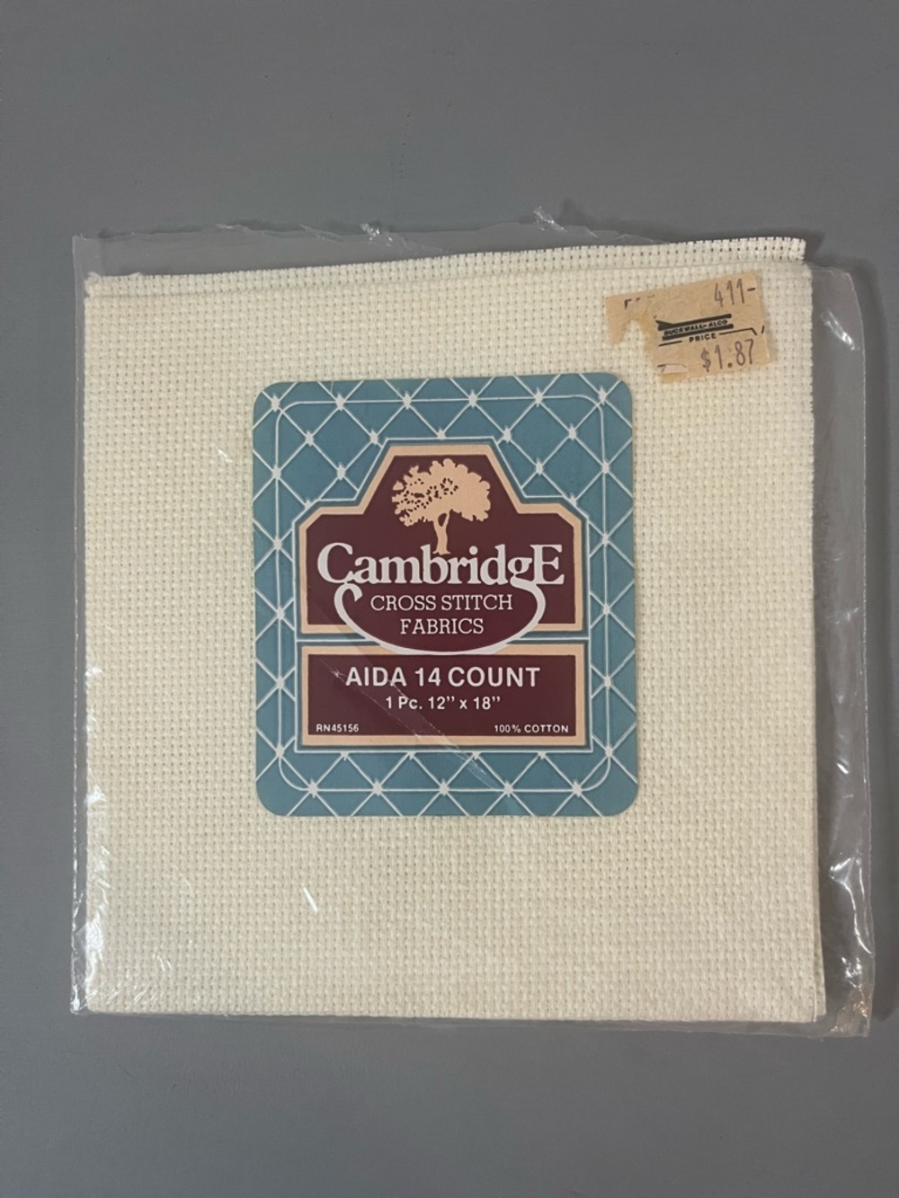 Cambridge Aida 1pc 12" x 18" Ivory 100% Cotton Cross Stitch VintageRetro Grandma